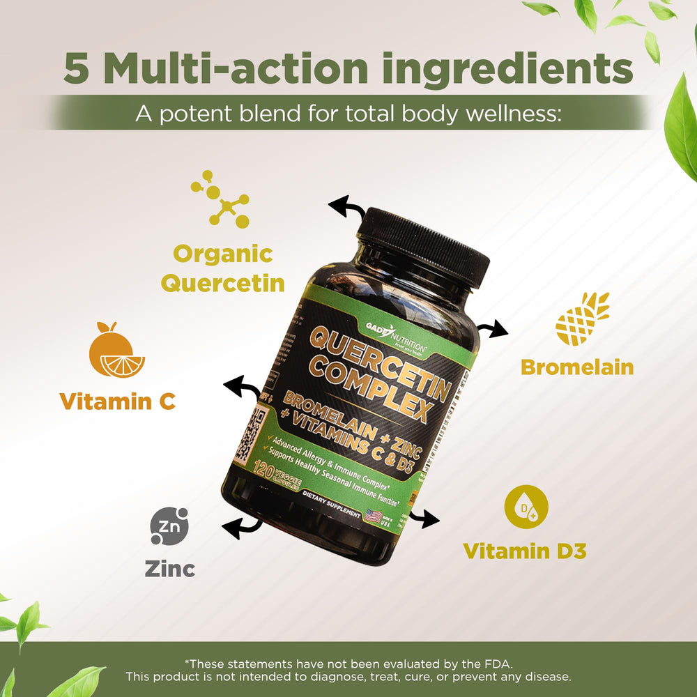 GADE NUTRITION quercetin bottle with vitamin C and zinc for immune balance