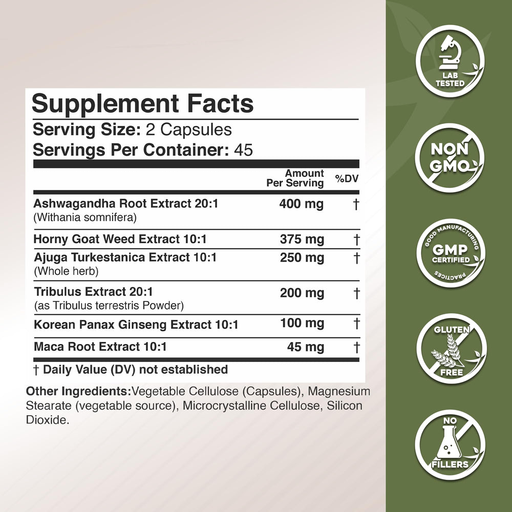 GADE NUTRITION Tribulus Terrestris and Horny Goat Weed capsules.