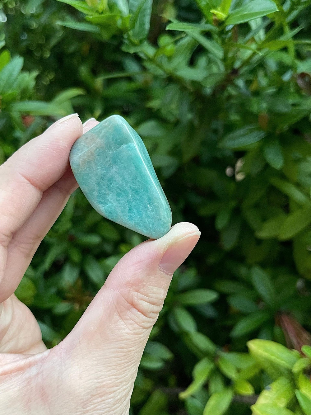 GAF Treasures amazonite tumbled stones in pocket ideal for daily carry and focus.
