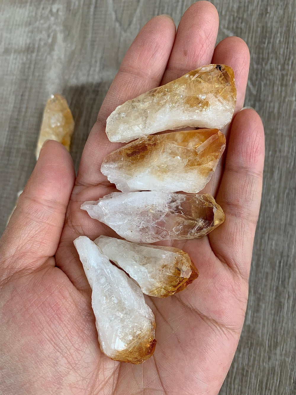 GAF TREASURES Citrine Points in pocket sample ideal for on-the-go inspiration.