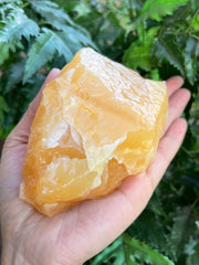 GAF Treasures orange calcite display piece enhances shelf aesthetics