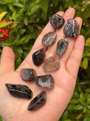 GAF Treasures smoky quartz batch varies in shapes and patterns.