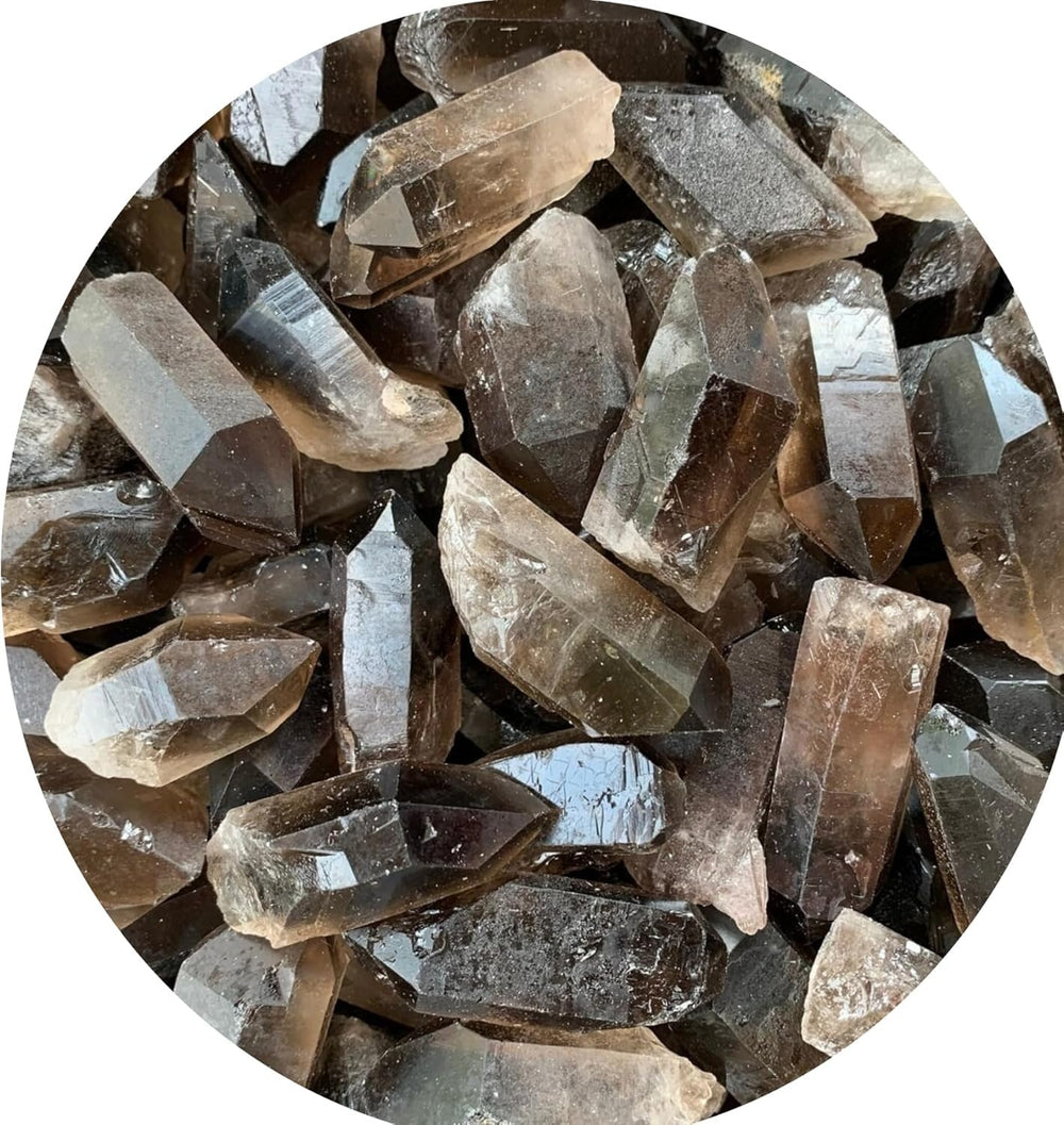 GAF Treasures smoky quartz point rough stone for meditation and energy protection.
