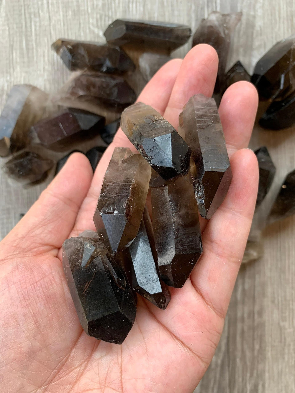 GAF Treasures smoky quartz point rough stone ready for Reiki and spiritual grids.