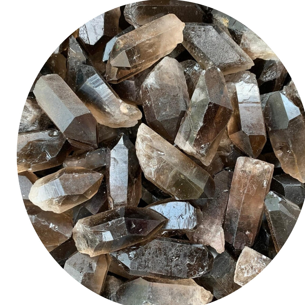 GAF TREASURES smoky quartz point rough stone enhances calm energy for daily rituals.