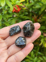GAF Treasures smoky quartz size guide showing 0.65 to 1 inch.