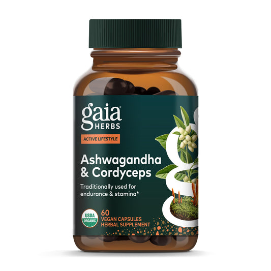 Gaia Herbs Adaptogen Performance bottle front showing energy support for daily activities
