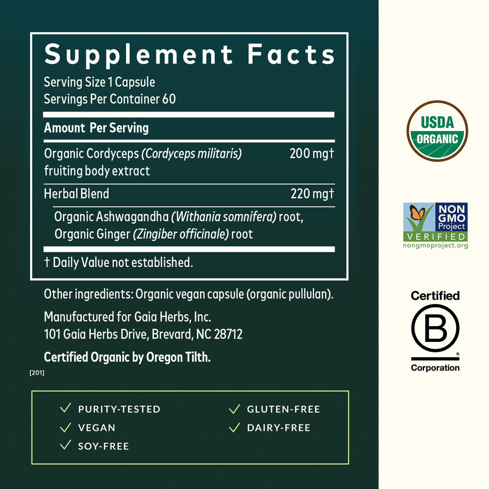 Gaia Herbs Adaptogen Performance capsules ready for daily energy and stamina