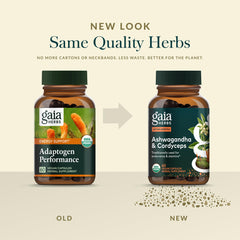 Adaptogen Performance dispensing bottle shown with capsules ready to take