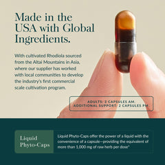 Gaia Herbs Adrenal Health Daily Support bottle pouring capsules.