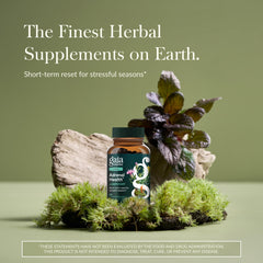 Close-up of Gaia Herbs Adrenal Health Jumpstart capsules for daily energy balance