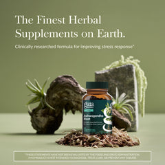 Gaia Herbs Ashwagandha Root capsules close-up with vegan formula