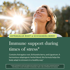 Ingredient chart for Gaia Herbs Astragalus Supreme featuring schisandra berry and ligustrum.