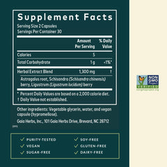 Gaia Herbs Astragalus Supreme label highlighting ingredients and purpose.