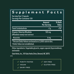 Gaia Herbs Black Cohosh logo on cap signaling quality sourcing and integrity