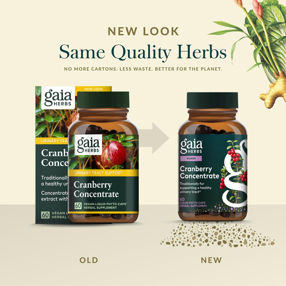 Gaia Herbs Cranberry Concentrate ingredients panel display.