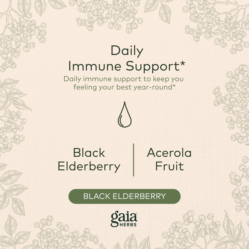 Ingredients panel highlights four whole-food ingredients from Gaia Herbs
