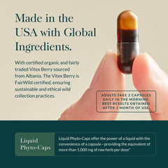 Two-capsule serving image for Gaia Herbs Fertility Support.