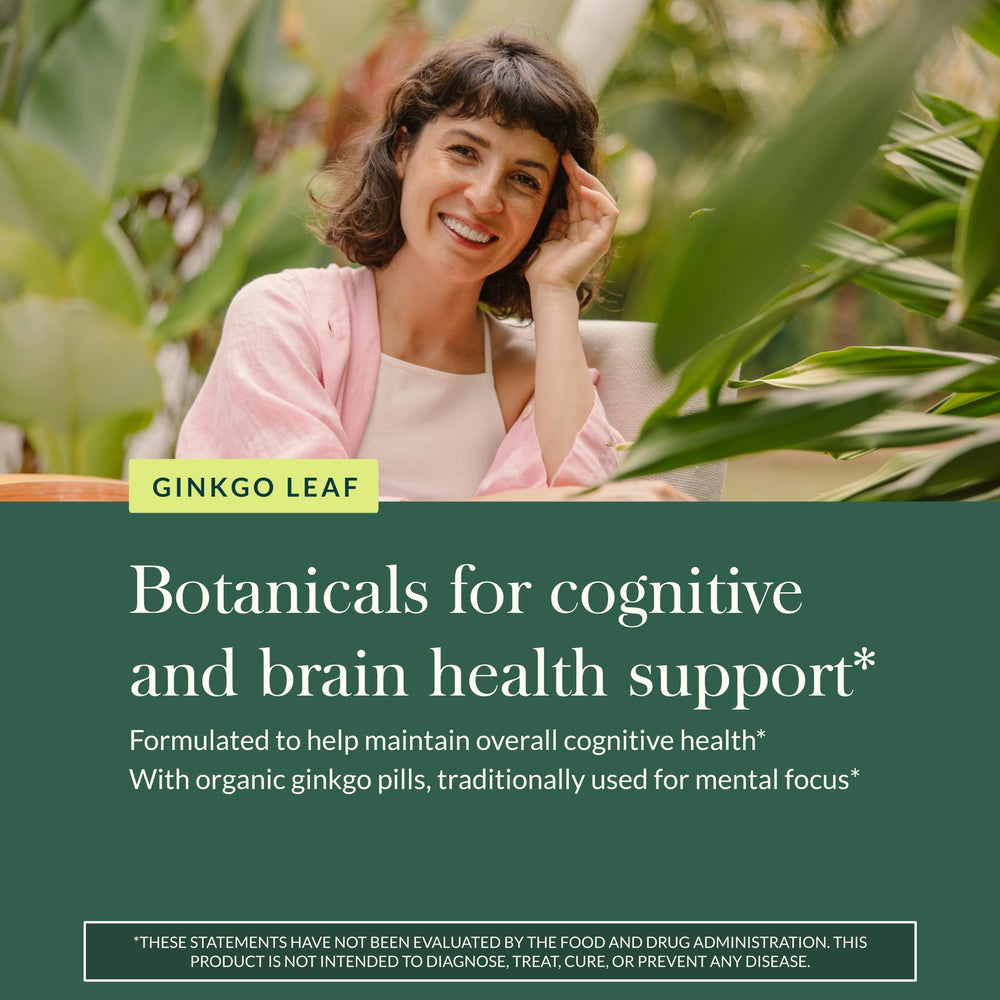 Gaia Herbs Ginkgo Leaf ingredients underscore full-spectrum herbal synergy.