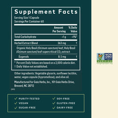 Gaia Herbs Holy Basil label on the bottle front