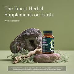 GaIa Herbs Lactation Support capsules close-up, convenient daily herbal capsules for nursing mothers.