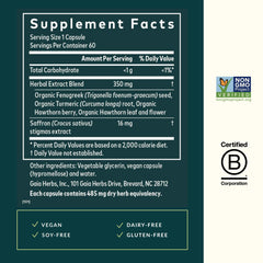 Gaia Herbs saffron capsules from Period Cycle Serenity may support a positive mood.