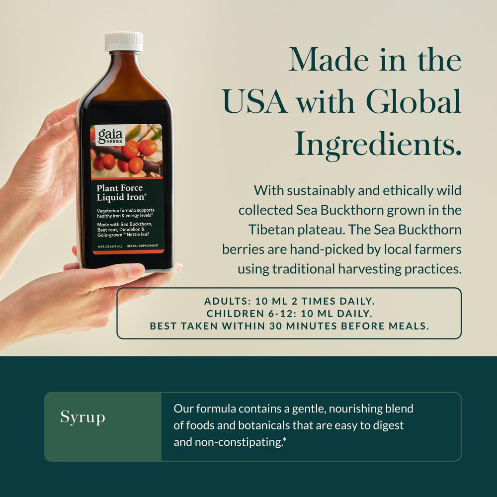 Gaia Herbs Plant Force Liquid Iron beet root, a colorful iron delivery option
