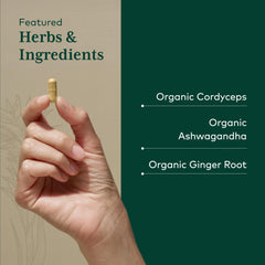 Gaia Herbs PRO Adaptogen Performance bottle open with capsules ready to take on the go.
