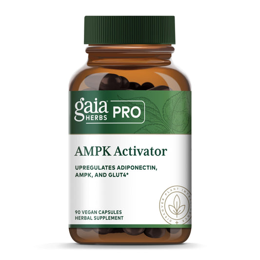 GAIA Herbs PRO AMPK Activator bottle supports caffeine-free energy for daily use.