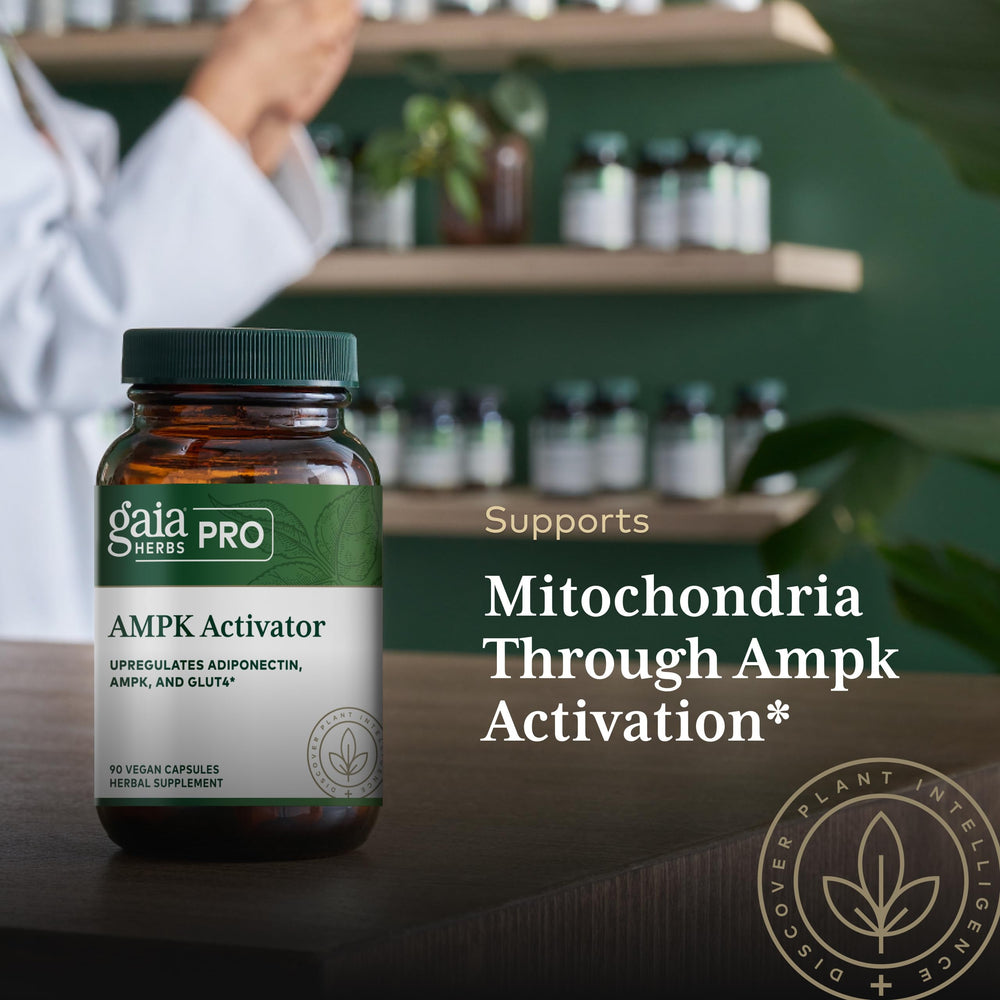 Regenerative organic sourcing reflected on GAIA PRO AMPK Activator packaging.