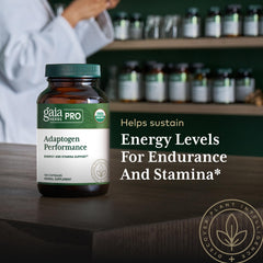 Gaia Herbs PRO Adaptogen Performance cordyceps ingredient close-up for energy support.