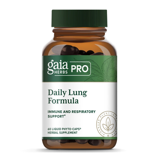 Gaia Herbs PRO Daily Lung Formula bottle showing premium botanical blend for respiratory support