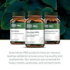GAIA Herbs Pro Daytime HPA label closeup shows purity and potency