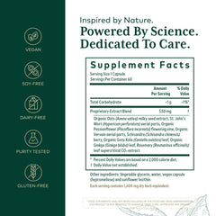 Gaia Herbs PRO Emotional Balance capsules closeup highlighting vegan formula for balanced mood.