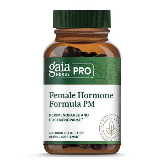 Gaia Herbs PRO PM bottle with capsules for menopause support and sleep