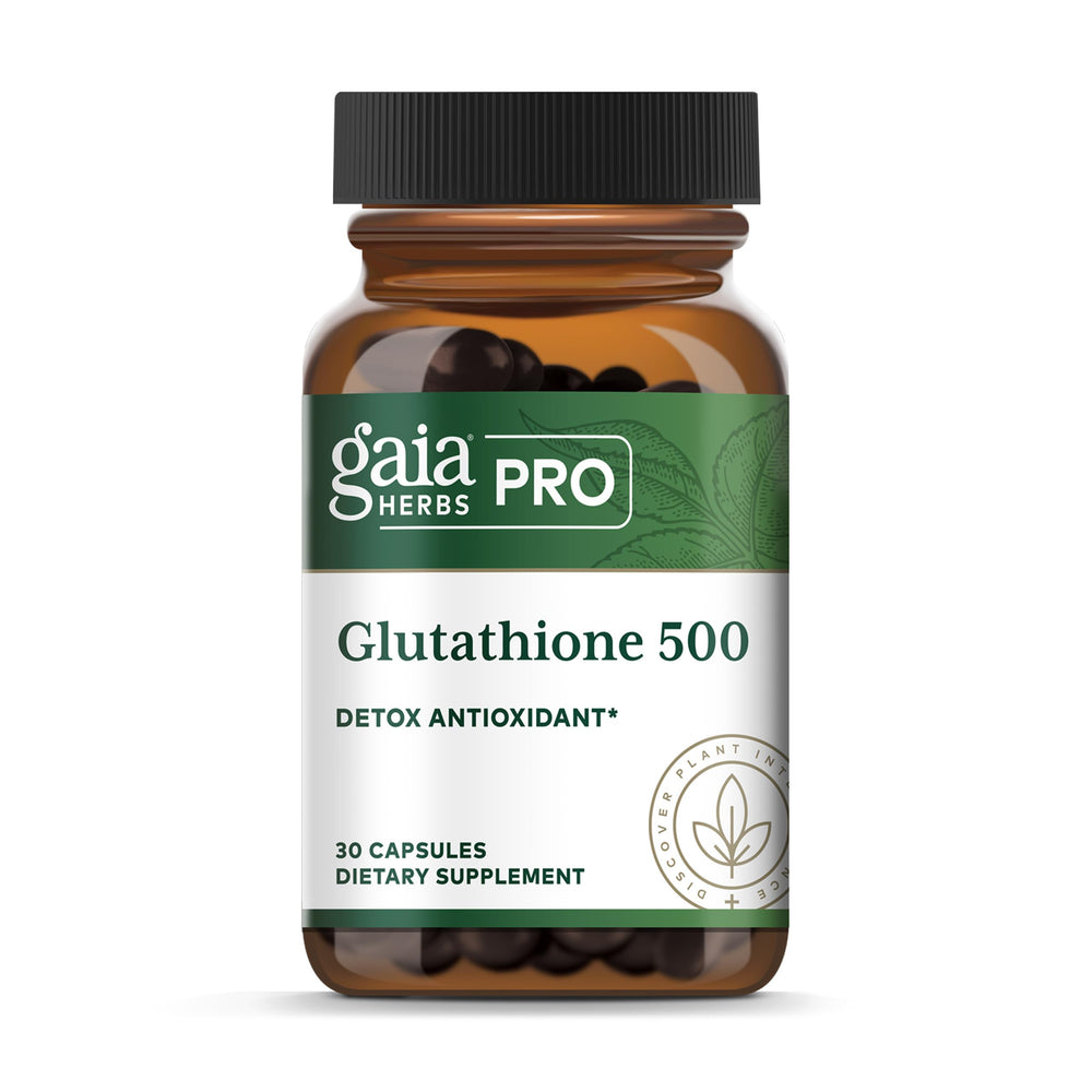 Gaia Herbs PRO Glutathione 500 bottle for daily antioxidant support