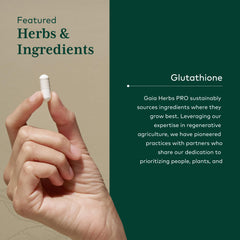 Gaia Herbs PRO Glutathione 500 ingredients closeup shows high-quality antioxidants