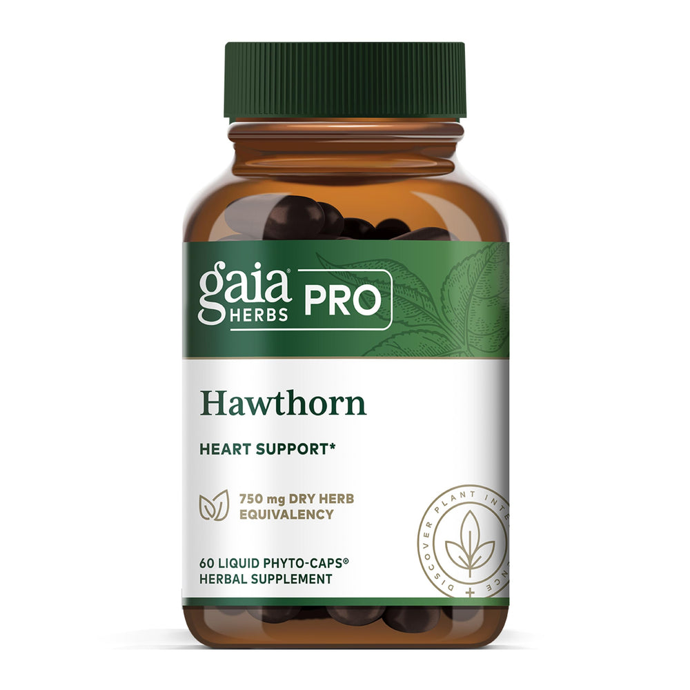 GAIA Herbs Pro Hawthorn bottle front for heart support and daily use
