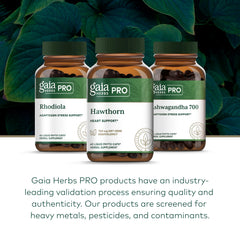 GAIA Herbs Pro Hawthorn label detail emphasizing potency and sourcing