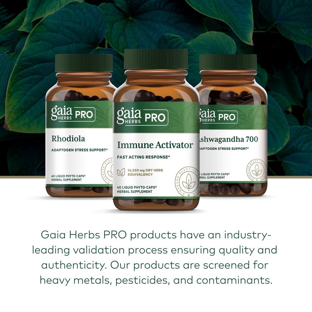 Gaia Herbs PRO Immune Activator gluten-free and dairy-free certification label.