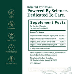 Gaia Herbs PRO label highlights premium ingredients for everyday wellness.