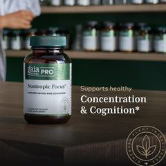 Gaia Herbs PRO lemon balm leaves illustration conveying soothing, focus-friendly herbal blend