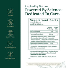 Close-up of GAIA Herbs Pro label highlights organic ingredients and potency