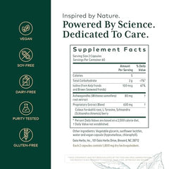 Gaia Herbs Pro Thyroid Formula capsules pouring, convenient daily dietary supplement routine.