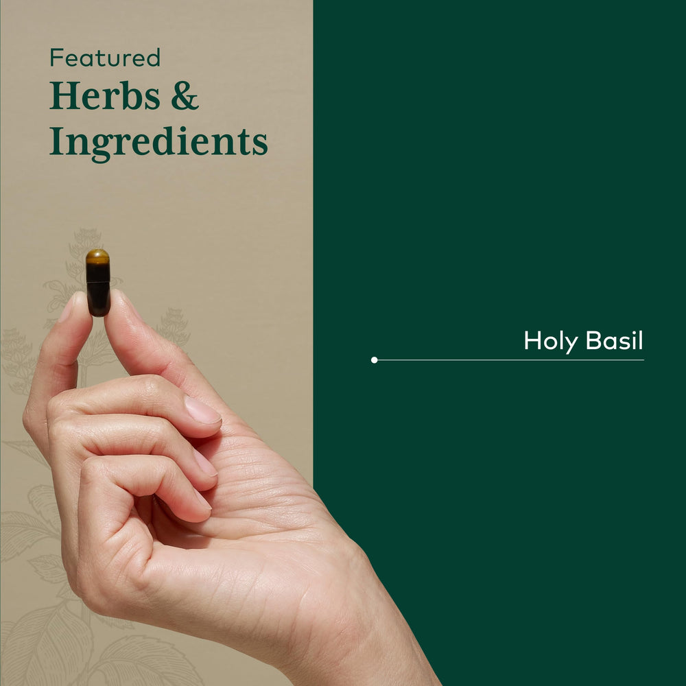 Gaia Herbs PRO Holy Basil vegan formula supports plant-based wellness
