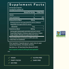 Gaia Herbs Quick Defense bottle scene, convenient daily use in a cabinet or bag.