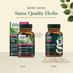 Gaia Herbs Resveratrol packaging showing capsules and serving size