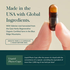 Gaia Herbs Sound Sleep glass bottle on shelf suggests premium herbal wellness