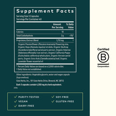 Gaia Herbs Sound Sleep label view emphasizes quality and natural sleep support ingredients