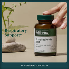Gaia Herbs Stinging Nettle Leaf label highlights organic nettle extract potency